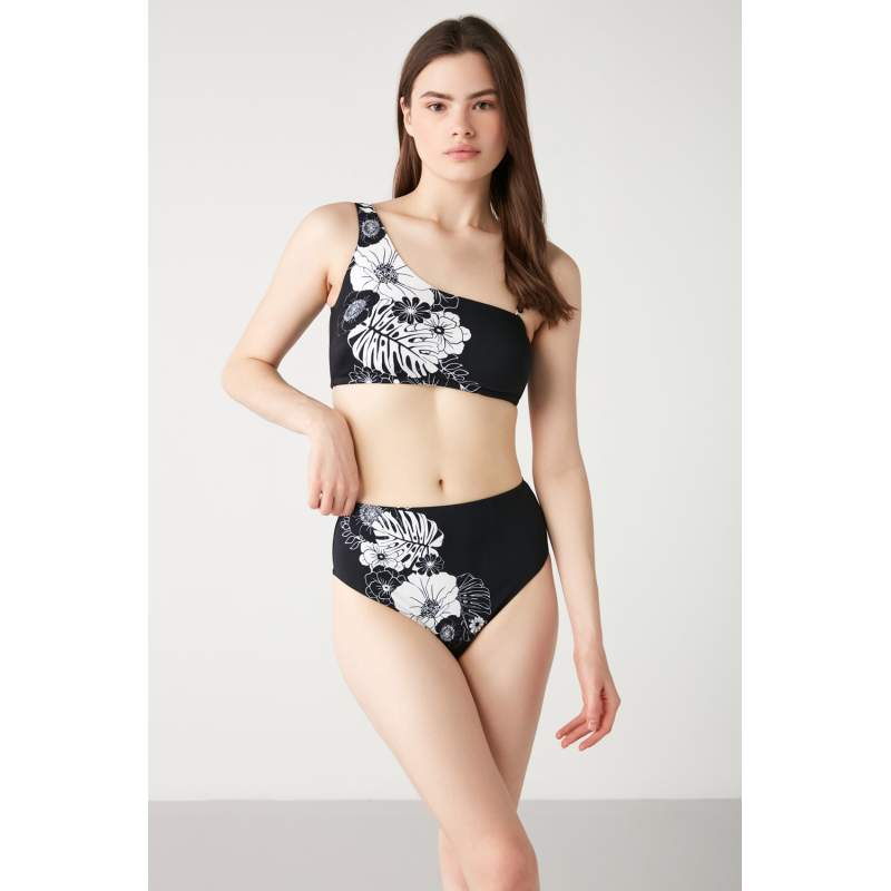 Bianca Pink Patterned One Shoulder Bikini