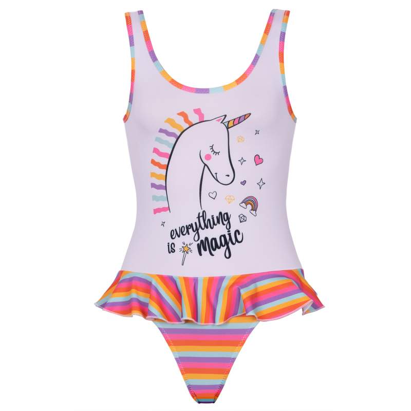 Magic Ç Striped Unicorn Printed Ç Kids Swimwear