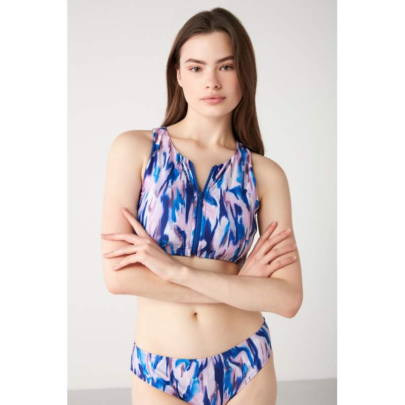 Babia Colorful Patterned Zipper Bikini