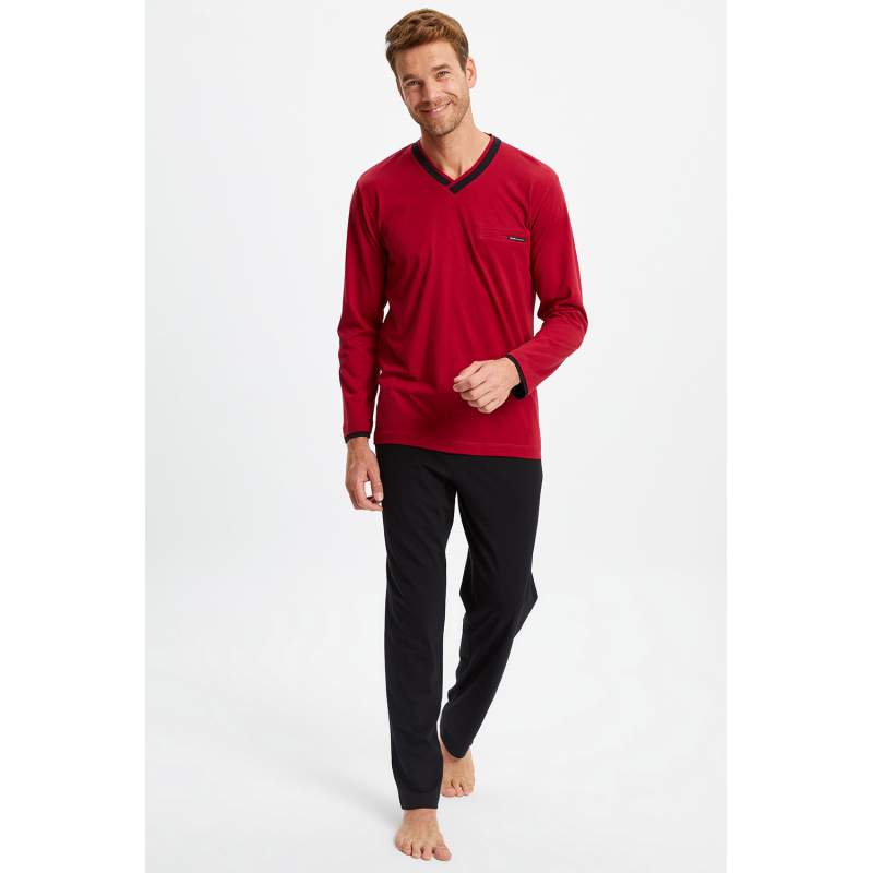 Soho Contrast Collar Cotton Pajamas Set