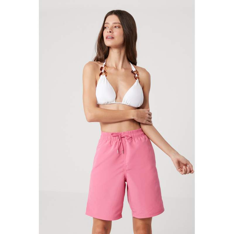 Achai Elastic Waist Straight Long Shorts