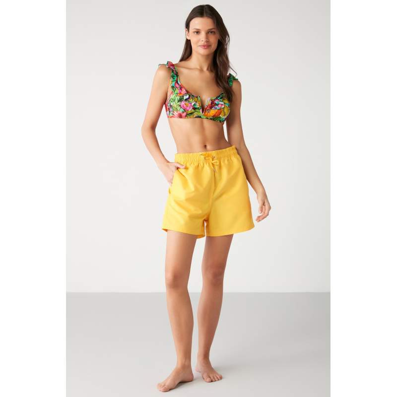 Achaiah Elastic Waist Solid Color Short Shorts