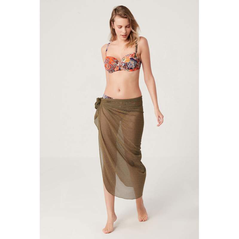 Talia Shiny Lurex Fabric Tied Pareo