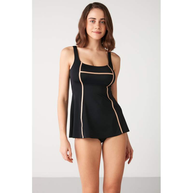 Pleu Shiny Ribbed Round Neck Tankini