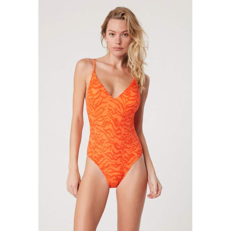 Gavie Zebra Pattern Back Detailed Swimsuit Gavie Zebra Pattern Back Detailed Swimsuit