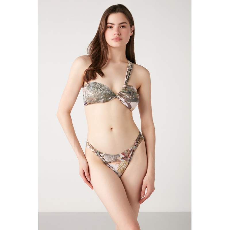 Baum Palm Pattern One Shoulder Bikini