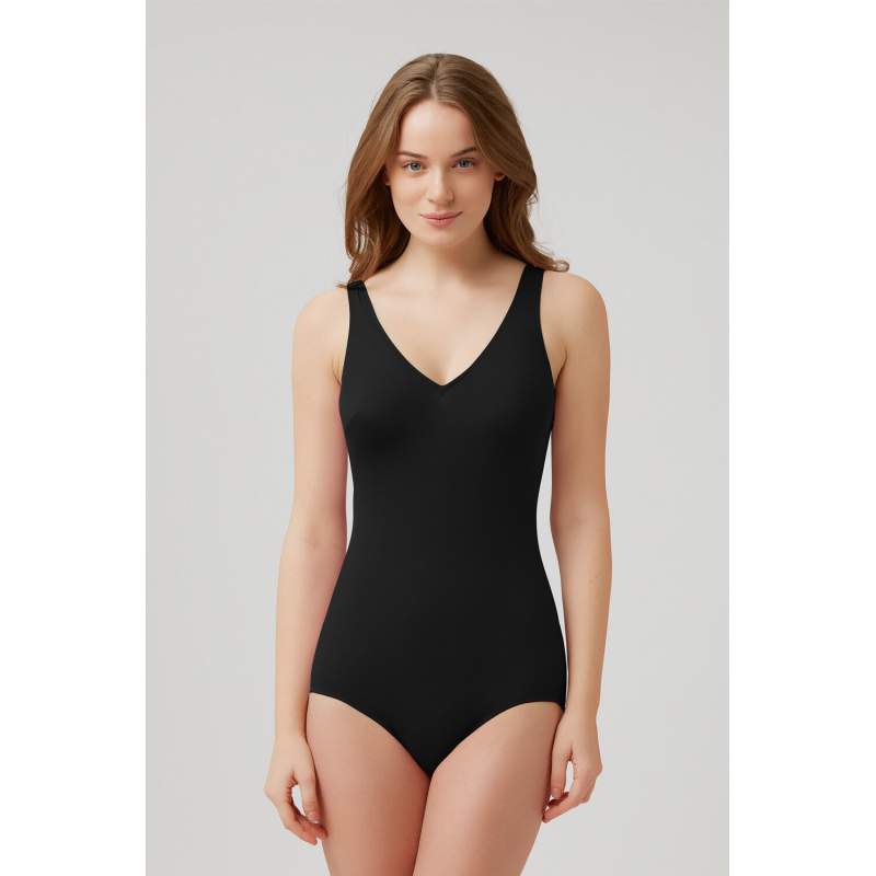 Rosy Straight-Up V-Neck Swimsuit