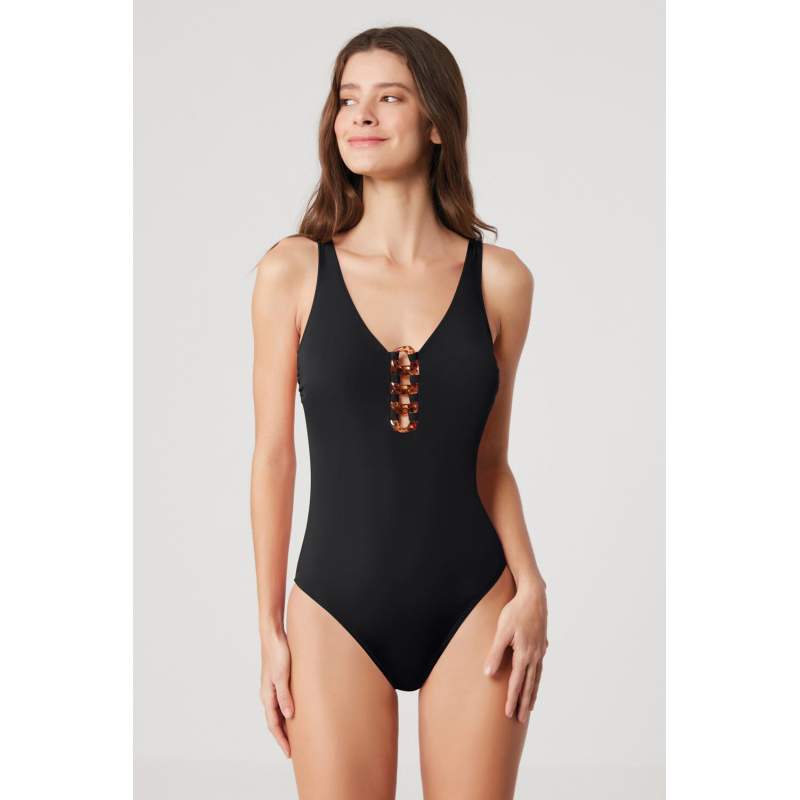 Bethor Chain Detail V-Neck Swimsuit