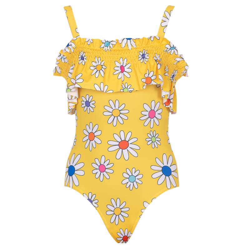 Daisy Patterned Strapless Girls Kids Swimwear