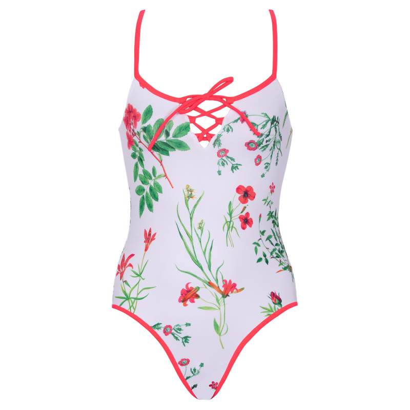 Magnolia Flower Patterned Kids Swimsuit