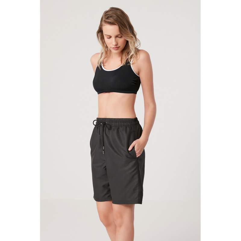 Achai Elastic Waist Straight Long Shorts