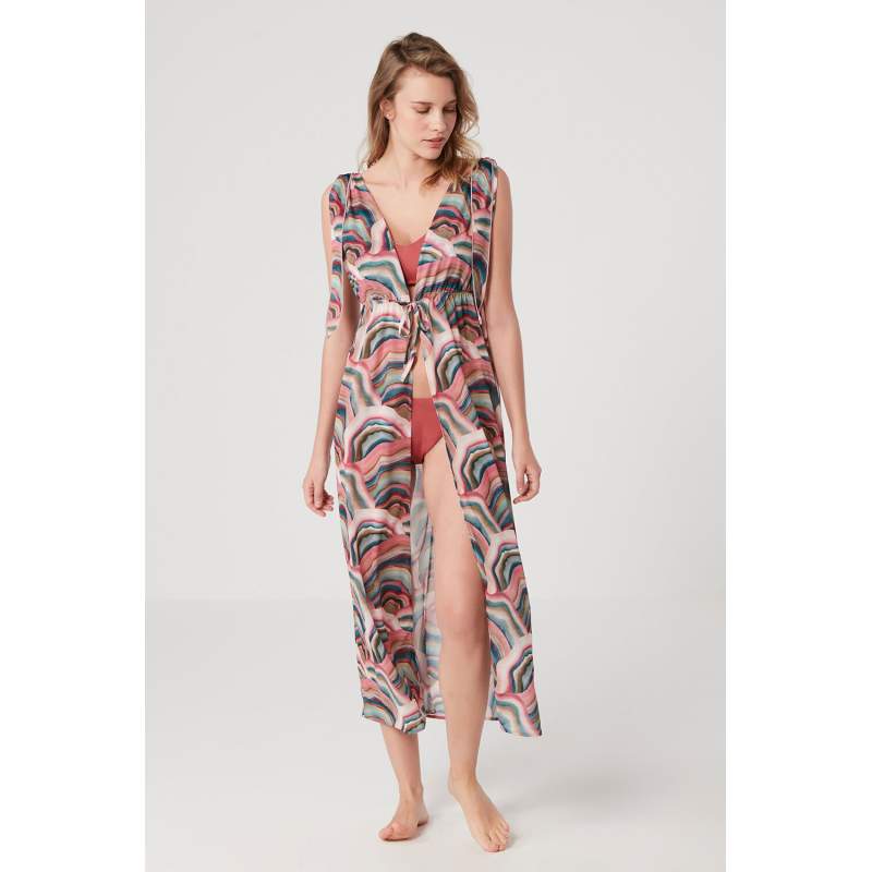 Selin Patterned Tie-Down Dress