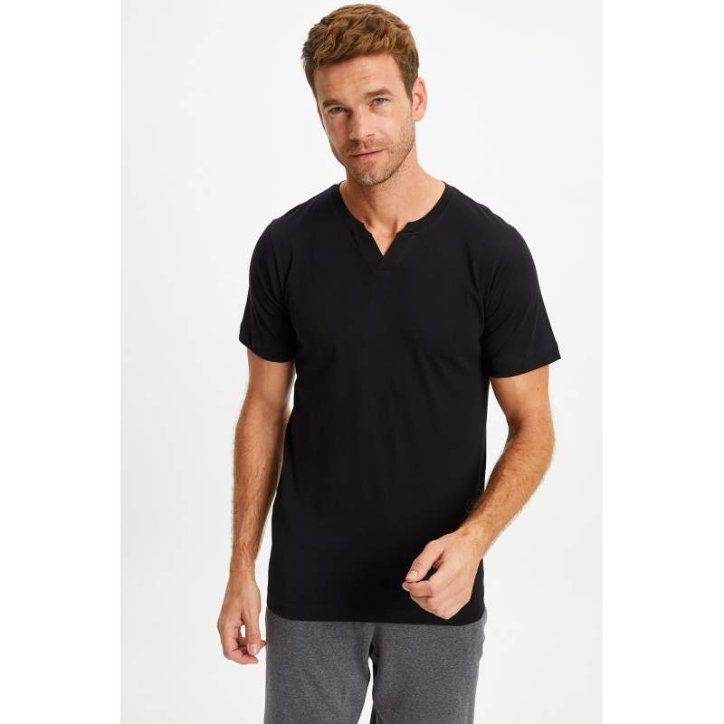 New Collar Detailed Basic Men's Tshirt