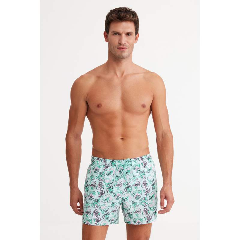 Frond Leaf Patterned Marine Shorts Frond Leaf Patterned Marine Shorts