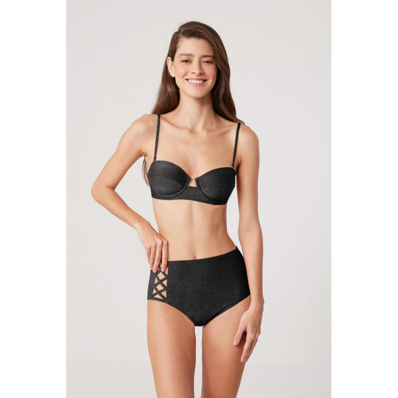 Exa Shiny Fabric Strapless Bikini