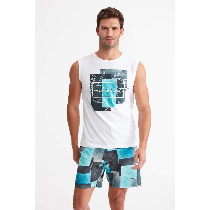 Layer Önü Printed Zero Sleeve Marine Tank Top Layer Önü Printed Zero Sleeve Marine Tank Top