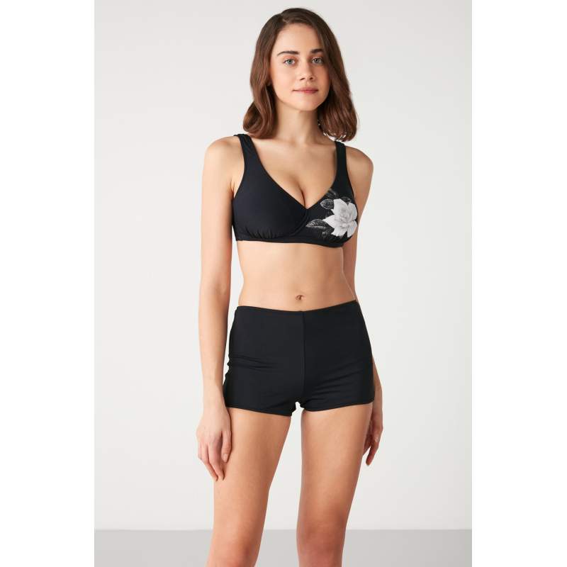 Mava Gül Patterned Double Breasted Bikini with Shorts