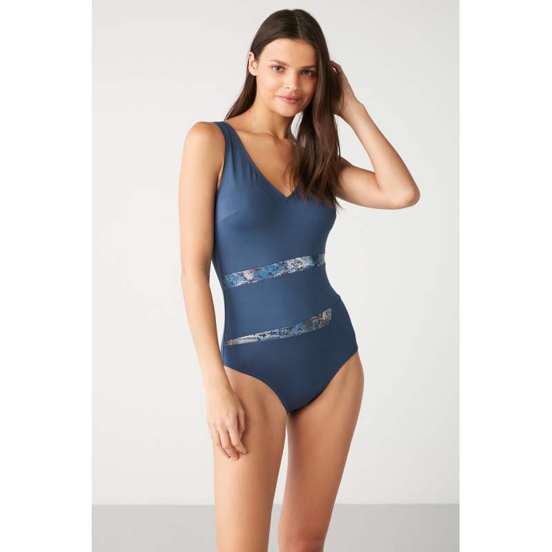Selin Bright Detail V-Neck Swimsuit