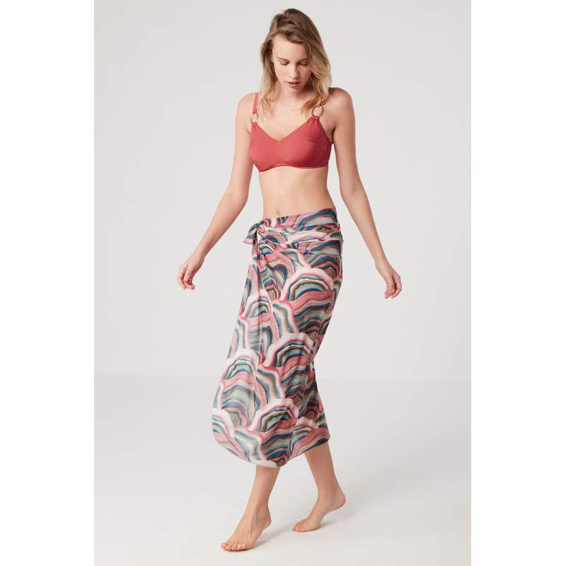 Selin Colorful Pattern Tied Pareo