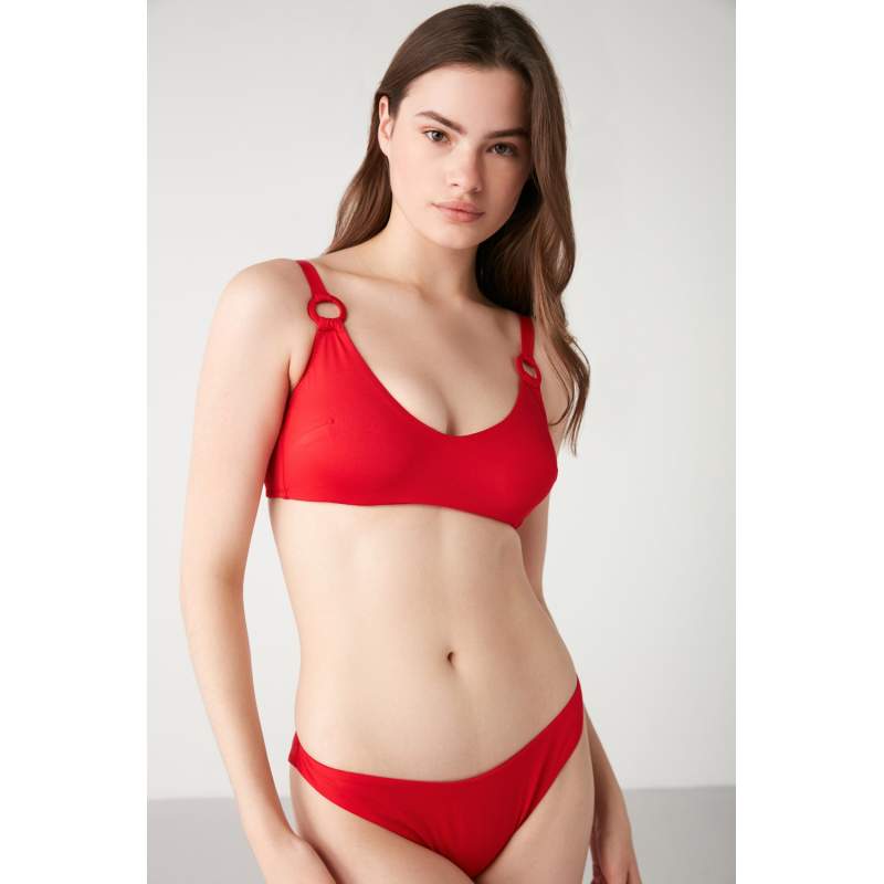 Solena Ring Detailed Straight Color Bikini