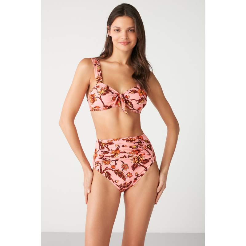Candy Patterned Draped Bottom Bikini