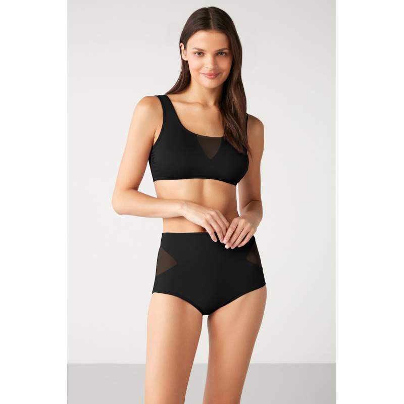 Que Düz Color Tül Detail BüTier Bikini