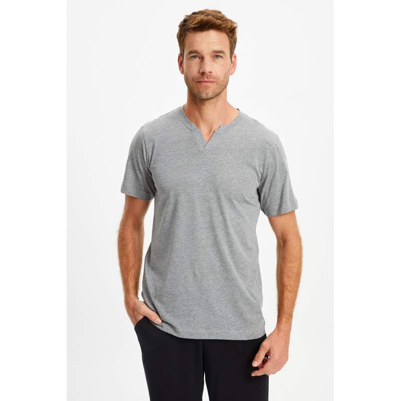 New Collar Detailed Basic Men's Tshirt