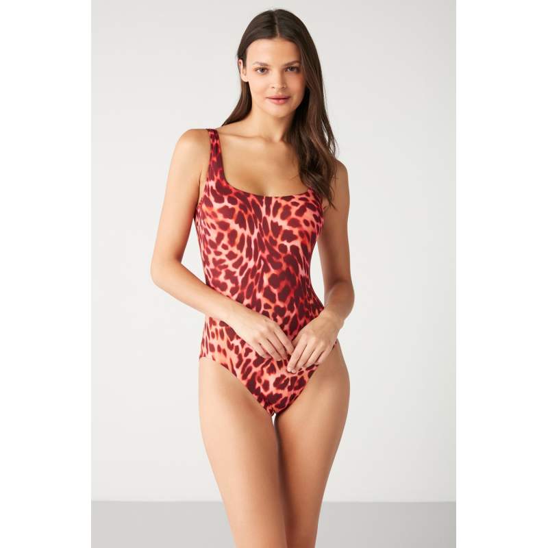 Lohemda Patterned Round Neck Swimsuit