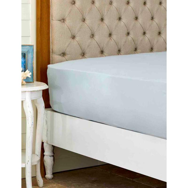 Karaca Home Blue Combed Cotton Fitted/ Elastic Double Bed Sheet