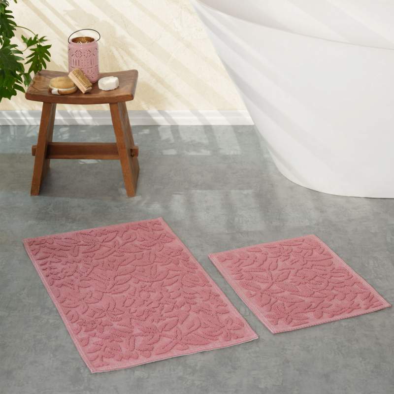 Karaca Home Kelly Flower Plum Doormat Set 50x80 50x40 cm Karaca Home Kelly Flower Plum Doormat Set 50x80 50x40 cm