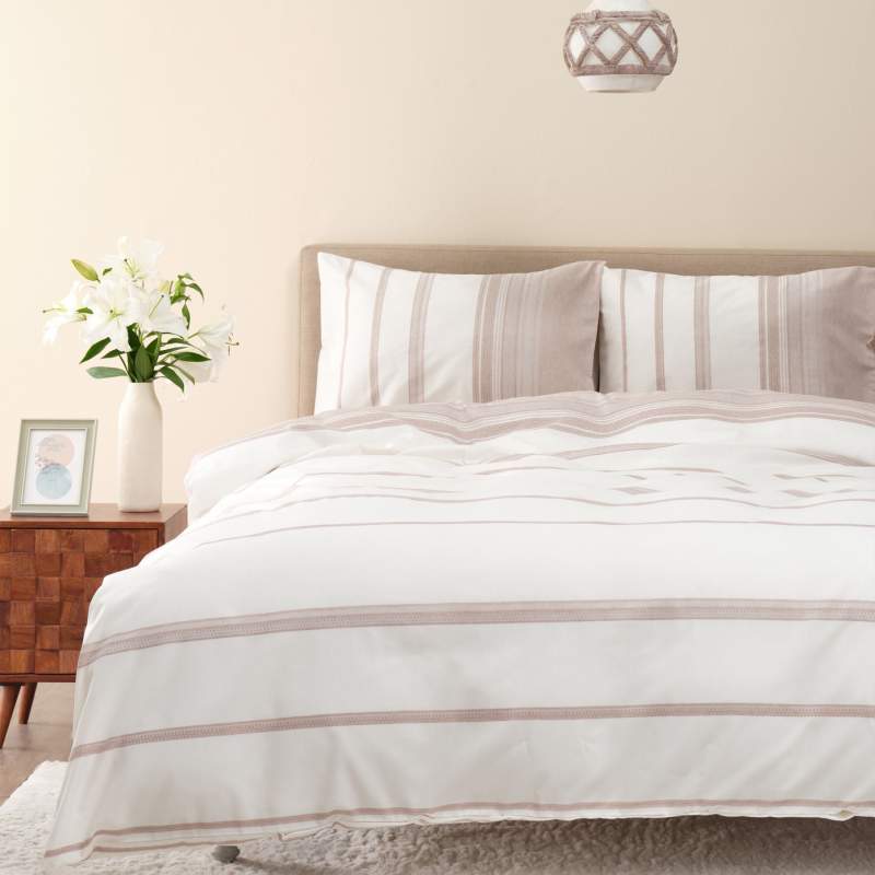 Karaca Home Vetro Beige Double Yarn Dyed Duvet Cover Set Karaca Home Vetro Beige Double Yarn Dyed Duvet Cover Set