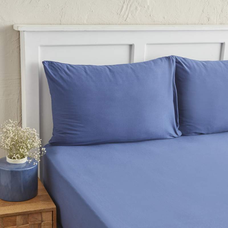 Karaca Home Motto Combed Cotton Single Fitted Bed Sheet 100x200+30 cm Indigo