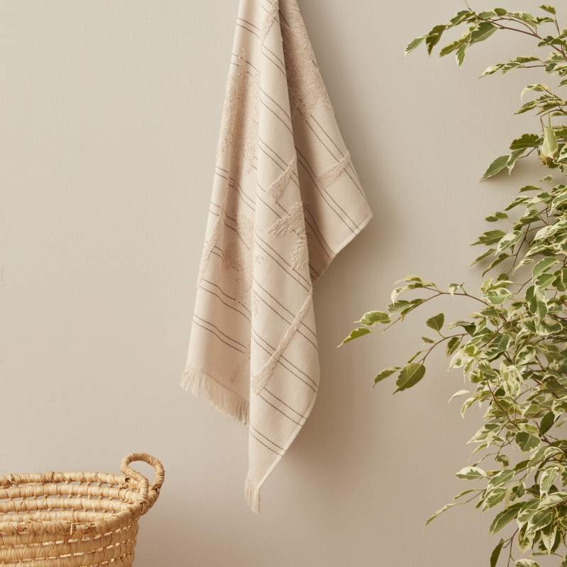 Karaca Home Young Denim Palm 100% Cotton Face Towel 50x90 cm Beige