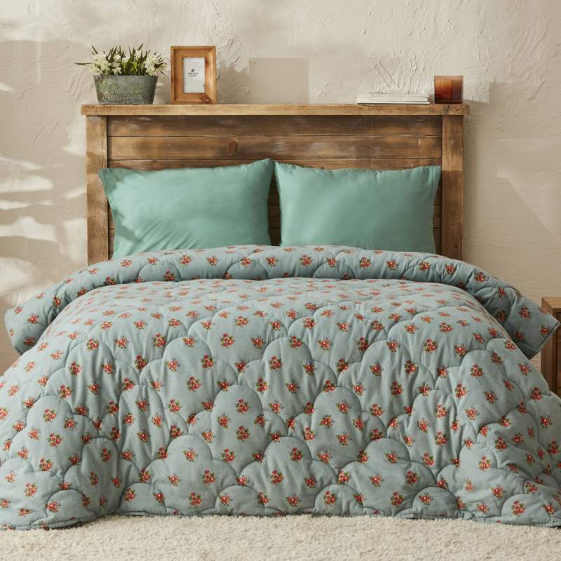 Karaca Home Laya Heavy Wool Flannel Double Quilt 195x215 cm Mint