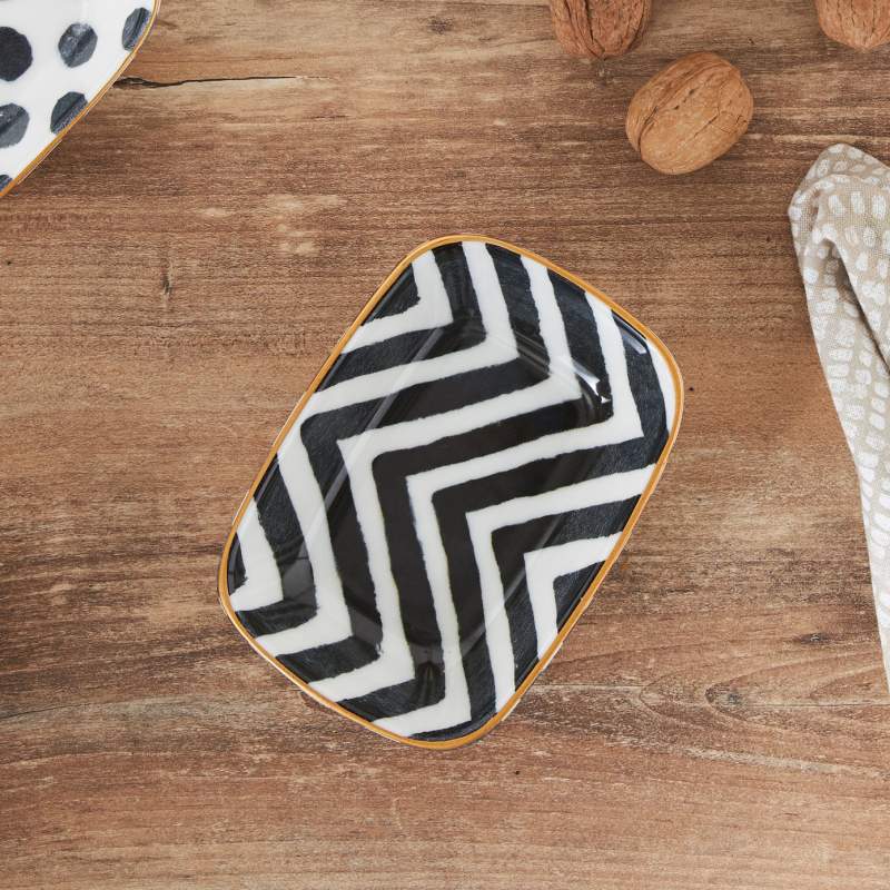 Karaca Combine Zigzag Porcelain Boat Plate 14 cm