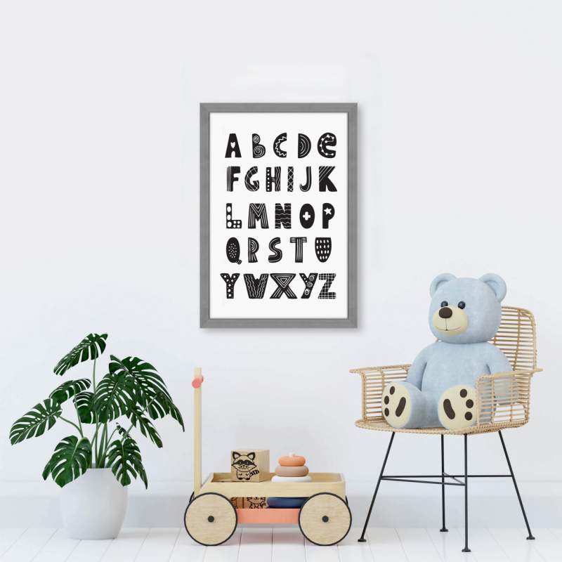 Karaca Home Letters Frame View Black and White Painting Karaca Home Letters Frame View Black and White Painting