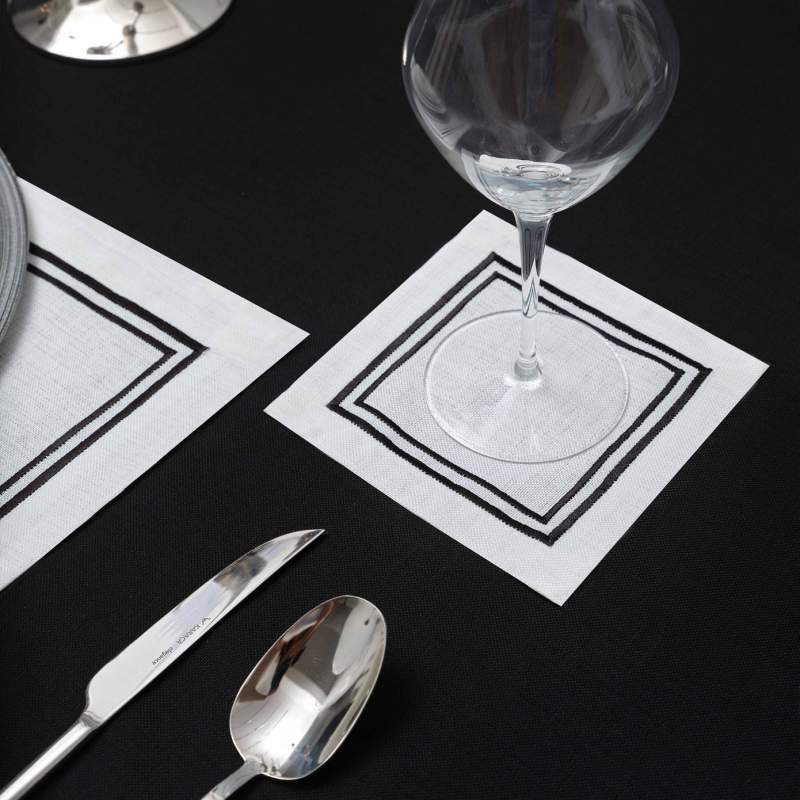 Karaca Home Molde Cocktail Napkin Set of 6 Black