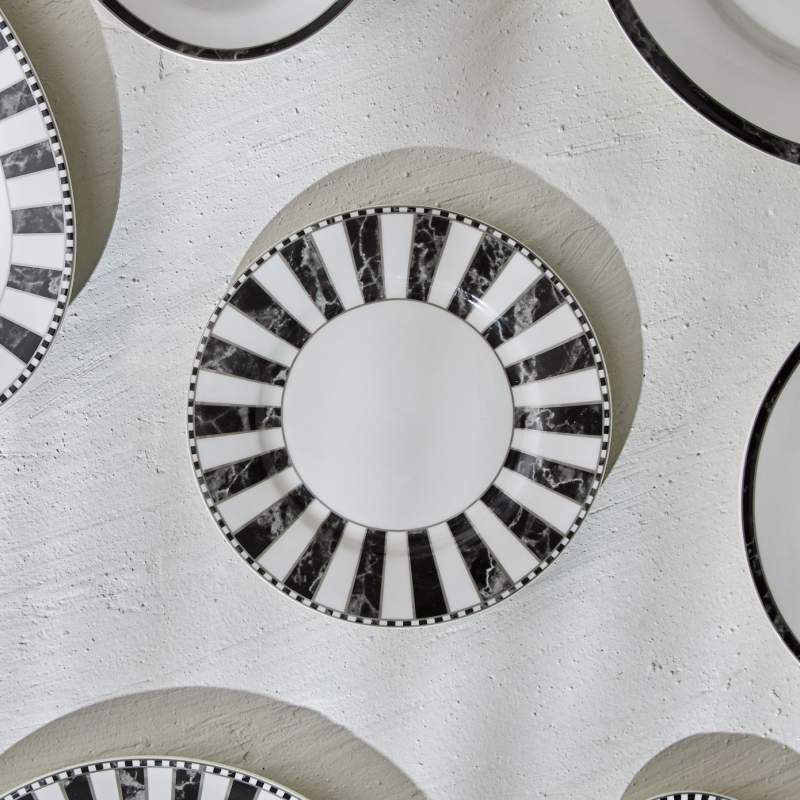 Karaca Checkered Line Porcelain Cake Plate 19 cm