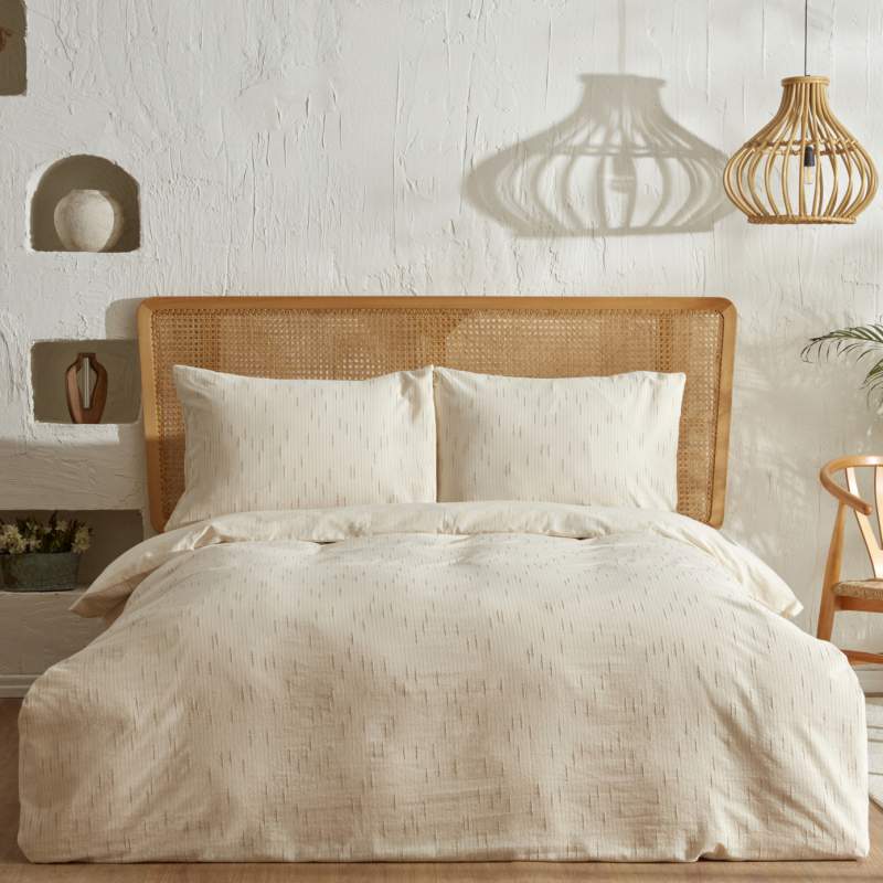 Karaca Home Lotus 100% Cotton Double Duvet Cover Set Beige
