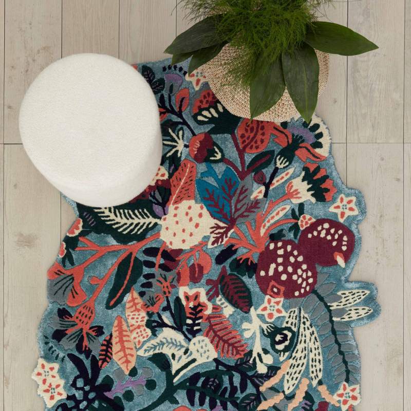 Cashmere Carpet Handmade Garden Turquoise 120x180 cm