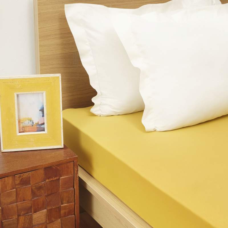 Karaca Home Mustard Combed Cotton Double Fitted Bed Sheet Karaca Home Mustard Combed Cotton Double Fitted Bed Sheet