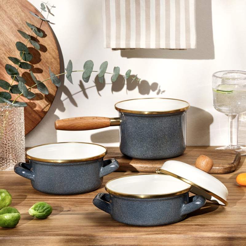 Emsan Rustic Midi 4 Piece Cookware Set Indigo 12 cm