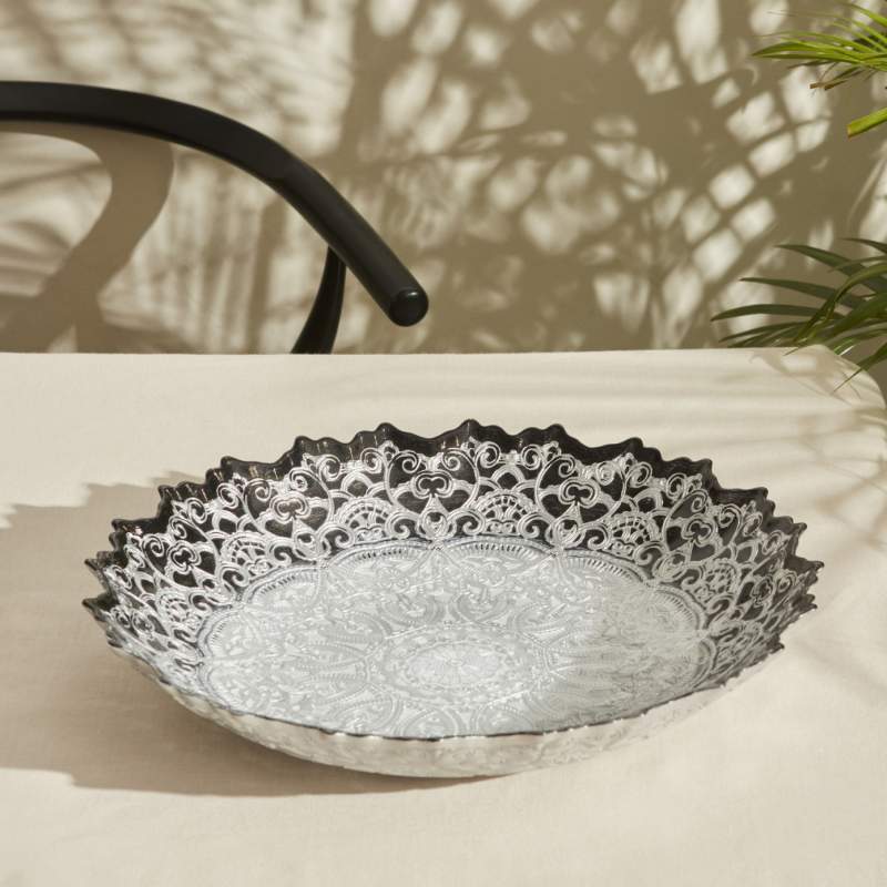 Karaca Home Kashida Decorative Plate 34 cm Silver