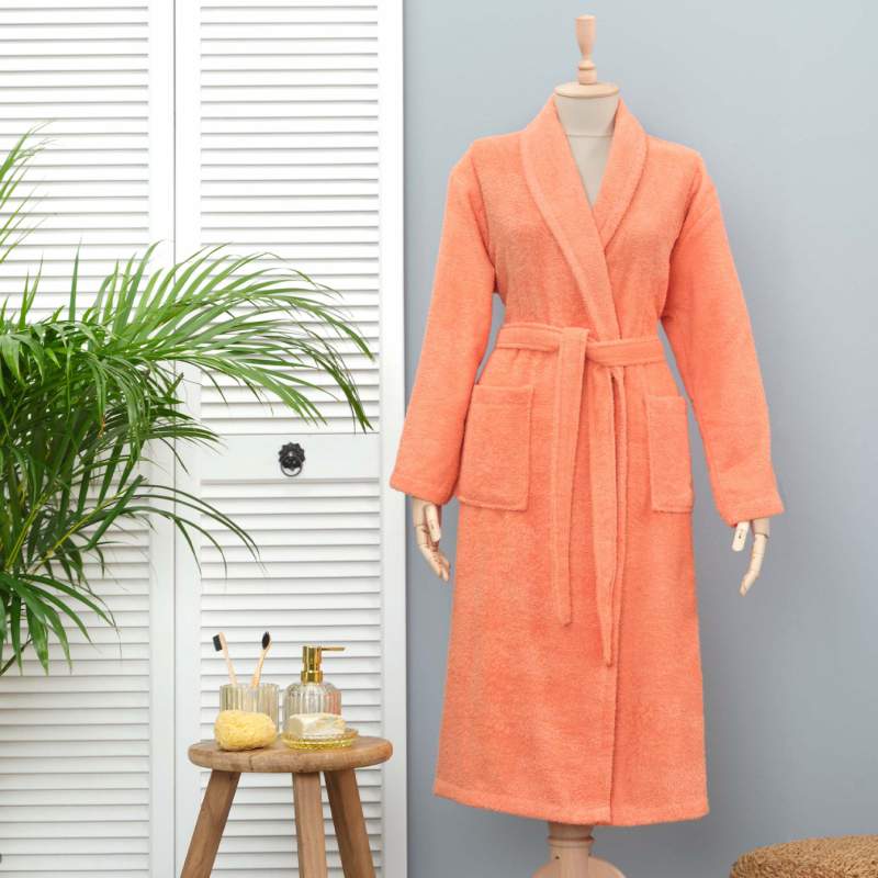 Karaca Home Daily Soft Salmon 100% Cotton Womens Bathrobe S/M