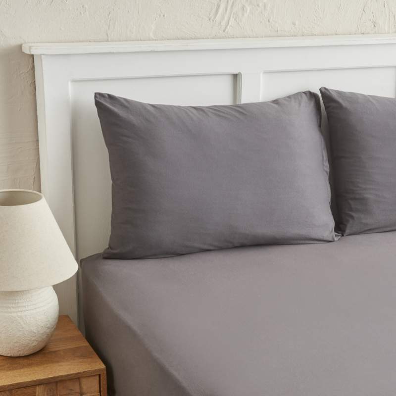 Karaca Home Motto Combed Cotton Single Fitted Bed Sheet 100x200+30 cm Anthracite