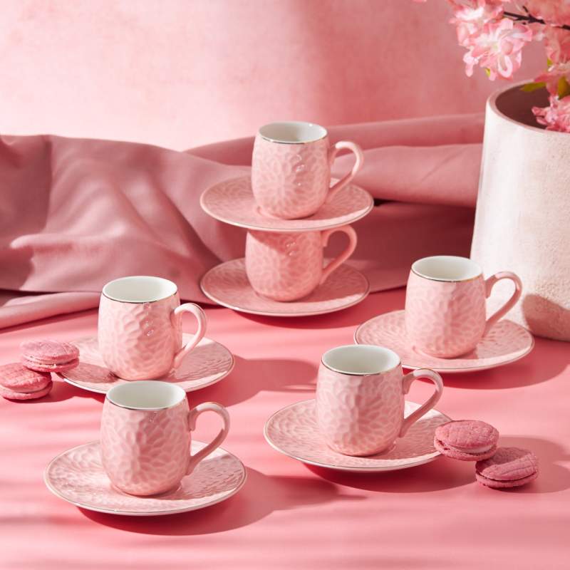Emsan Bridal Set of 6 Coffee Cups Pink 90 ml
