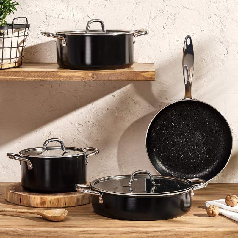 Emsan Master Class 7 Piece Cookware Set Black