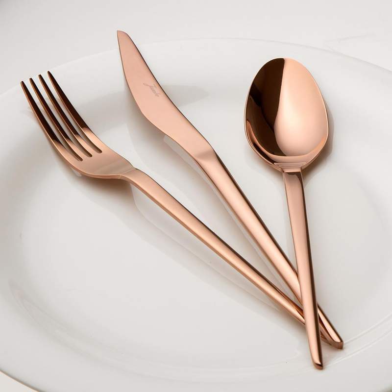 Jumbo 5700 Cius 84 Pieces 12 Person Titanium Cutlery Set Bronze