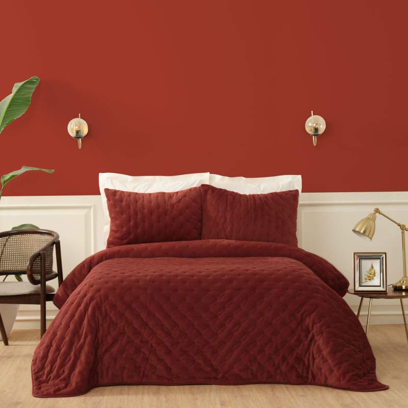 Karaca Home Tiana Terracotta Double Chester Bedspread Karaca Home Tiana Terracotta Double Chester Bedspread