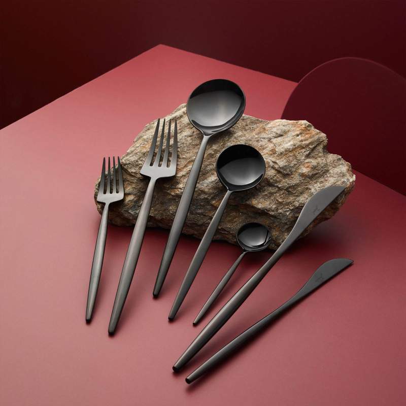 Jumbo 9000 84 Pcs Cutlery Set for 12 People Titanium Black